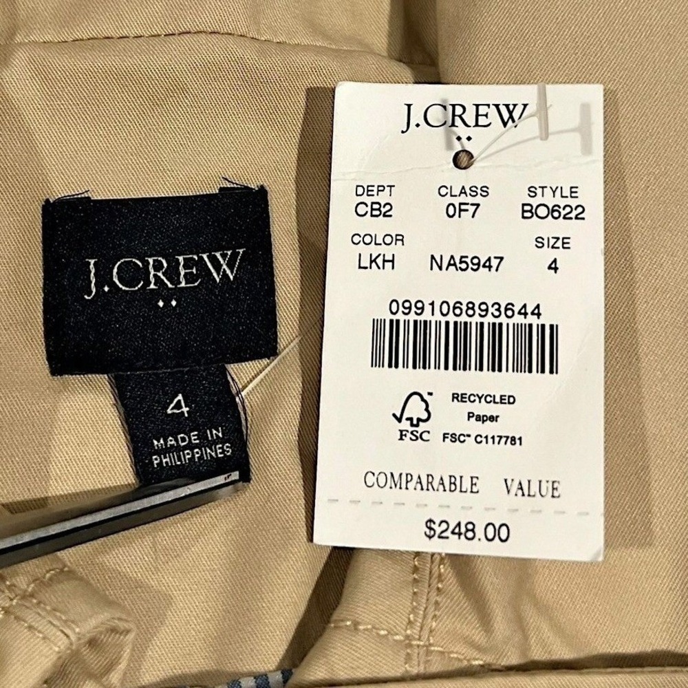 NWT J.Crew Classic Trench Coat Light Khaki Tan Women's 4 - Picture 2 of 16